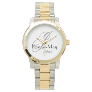 Bridesmaid Gift Elegant Monogram Rustic Chic Watch