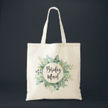 Bridesmaid Gift Eucalyptus Greenery Wedding Tote Bag<br><div class="desc">Modern bridesmaid gift tote with botanical greenery. Wedding party favour.</div>