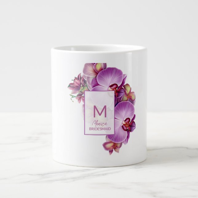 Bridesmaid Gift Floral Orchids Large Coffee Mug (Front)