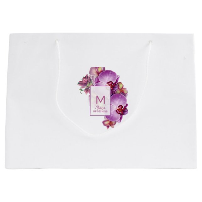 Bridesmaid Gift Floral Orchids Large Gift Bag (Front)