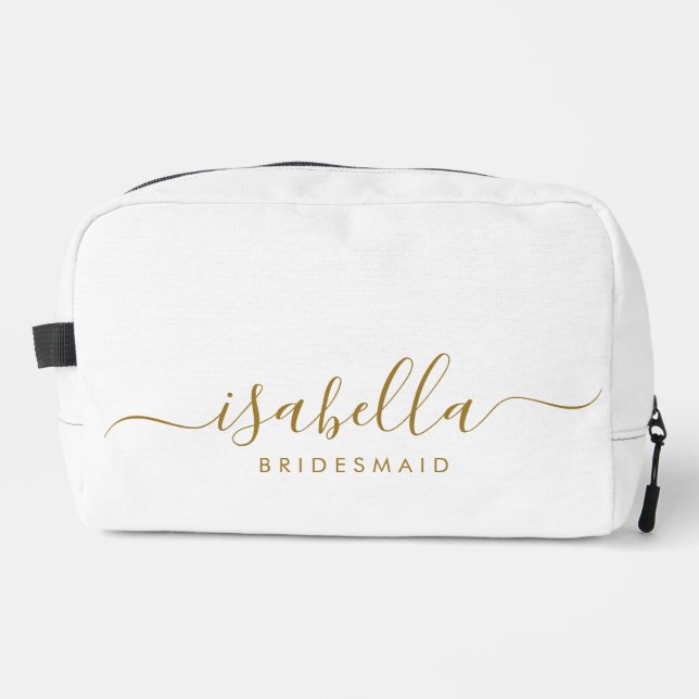 Bridesmaid Gift Gold Name Dopp Kit (Front)