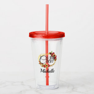 Bridesmaid Gift I Do Crew Sunflowers Roses  Acrylic Tumbler