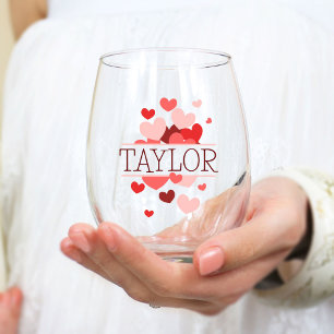 Bridesmaid Gift, Modern Elegant Monogram Stemless Wine Glass
