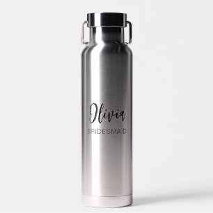 Bridesmaid Gift Modern Minimalist Silver Water Bottle