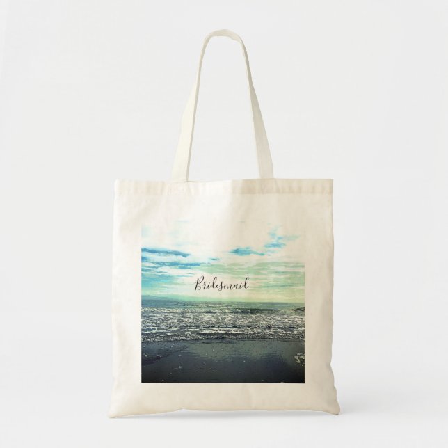 Bridesmaid Gift Party Favour Beach Ocean Abstract Tote Bag (Front)