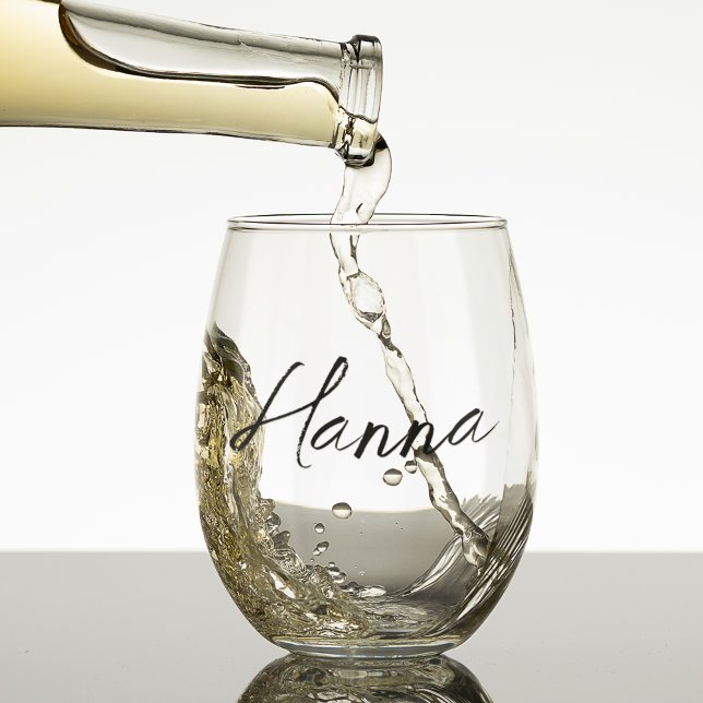 Bridesmaid Gift Personalised Feminine Script Name Stemless Wine Glass (bridesmaid gift idea)