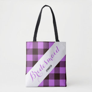Bridesmaid Gift Personalised Name Tartan Simple Tote Bag