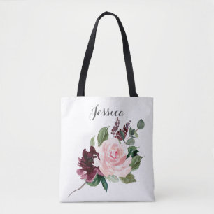 Bridesmaid Gift Personalised Tote Bag Burgundy