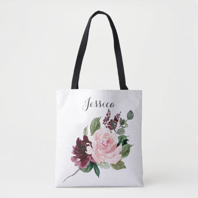Bridesmaid Gift Personalised Tote Bag Burgundy (Front)