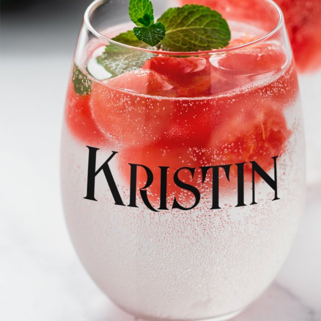Bridesmaid Gift Personalised Vintage Name Stemless Wine Glass (Bridesmaid Gift Personalized Vintage Name Stemless Wine Glass)