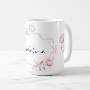 bridesmaid gift pink peonies design coffee mug