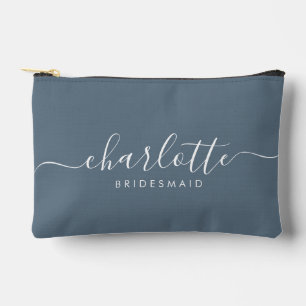 Bridesmaid Gift Print Cut Sew Accessory Slate Blue Accessory Pouch