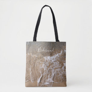 Bridesmaid Gift Sandy Beach Ocean Sea Water Waves  Tote Bag