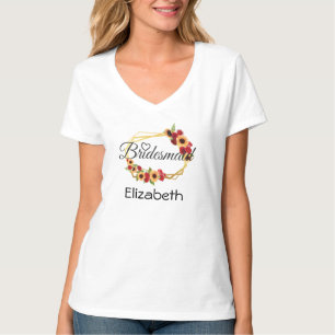 Bridesmaid Gift, Sunflower, Roses, Floral T-Shirt