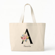 Bridesmaid Gift Wild Flower Alphabet A Tote Bag