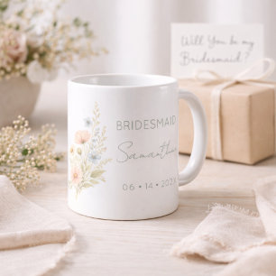 Bridesmaid Gift Wildflower Garden Personalised Coffee Mug