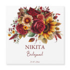 Bridesmaid gifts burgundy roses sunflowers