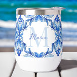 Bridesmaid gifts Italian Blue tiles monogram<br><div class="desc">That's amore vintage Italian Blue Maiolica tiles  Italian bridal shower favours bridal shower gifts bridesmaid gifts bridal party favours ,  Mediterranean blue themed gifts for her personalised name thermal wine tumbler</div>