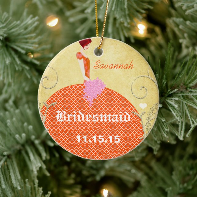 Bridesmaid Gifts Orange and Pink Ceramic Tree Decoration (Tree)