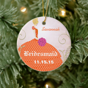 Bridesmaid Gifts Orange and Pink Ceramic Tree Decoration