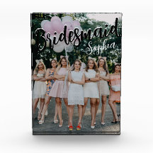 Bridesmaid Gifts Personalised Black Modern Photo 