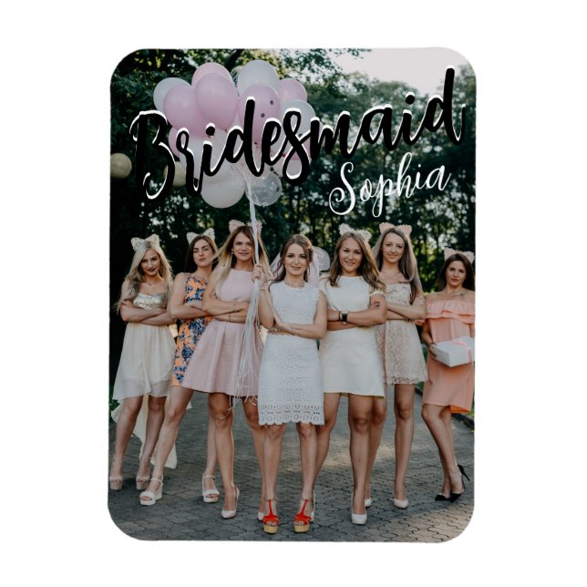 Bridesmaid Gifts Personalised Black Modern Photo  Magnet (Vertical)