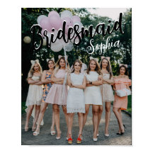 Bridesmaid Gifts Personalised Black Modern Photo 