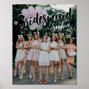 Bridesmaid Gifts Personalised Black Modern Photo Poster