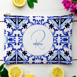 Bridesmaid gifts talavera blue tiles monogram  accessory pouch<br><div class="desc">Bridesmaid gifts talavera azulejo maiolica blue tiles monogram beauty bag Accessory Pouch ,  personalised bridal party gifts,  gifts for her,  beauty bag</div>