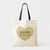 Bridesmaid Glitter heart-Print personalise Tote Bag (Front)