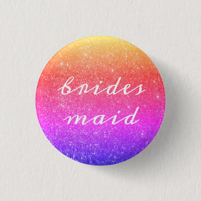 Bridesmaid Glittery Pink Ombre Colourful Wedding 3 Cm Round Badge (Front)