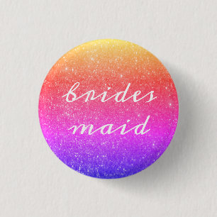 Bridesmaid Glittery Pink Ombre Colourful Wedding 3 Cm Round Badge