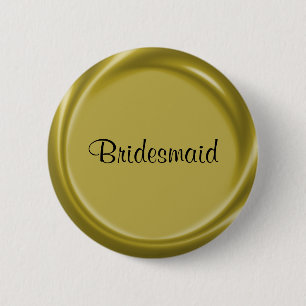 Bridesmaid Gold Nametag Button