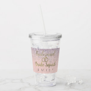 Bridesmaid Gold Ring Logo Wedding Bridal Shower Acrylic Tumbler
