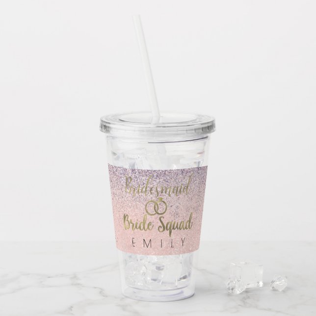 Bridesmaid Gold Ring Logo Wedding Bridal Shower Acrylic Tumbler (Front Ice)