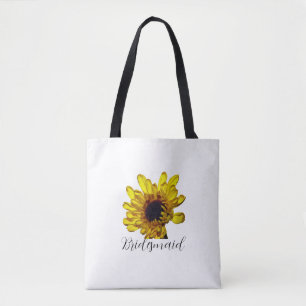 Bridesmaid Golden Yellow Floral Custom Wedding Tote Bag