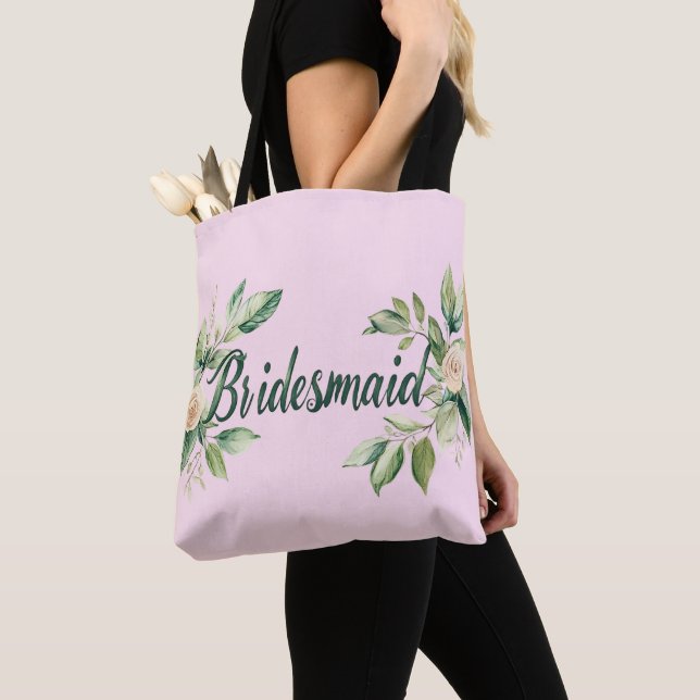 Bridesmaid Green Leaf Garden Accent  Tote Bag (Close Up)