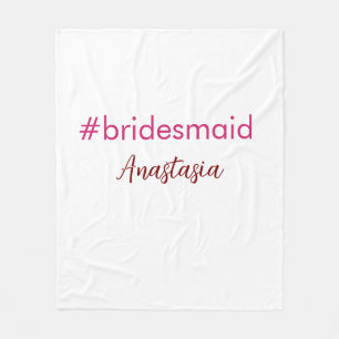 Bridesmaid hashtag light pink add name bride tribe fleece blanket