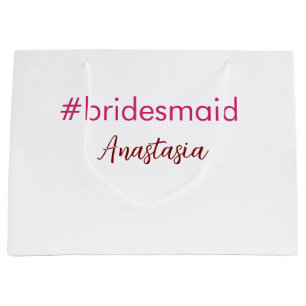 Bridesmaid hashtag light pink add name bride tribe large gift bag