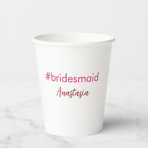 Bridesmaid hashtag light pink add name bride tribe paper cups