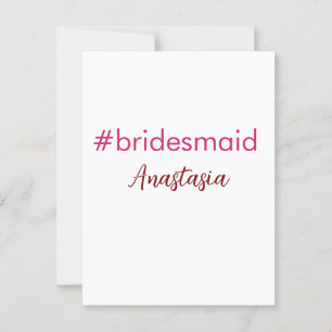 Bridesmaid hashtag light pink add name bride tribe postcard