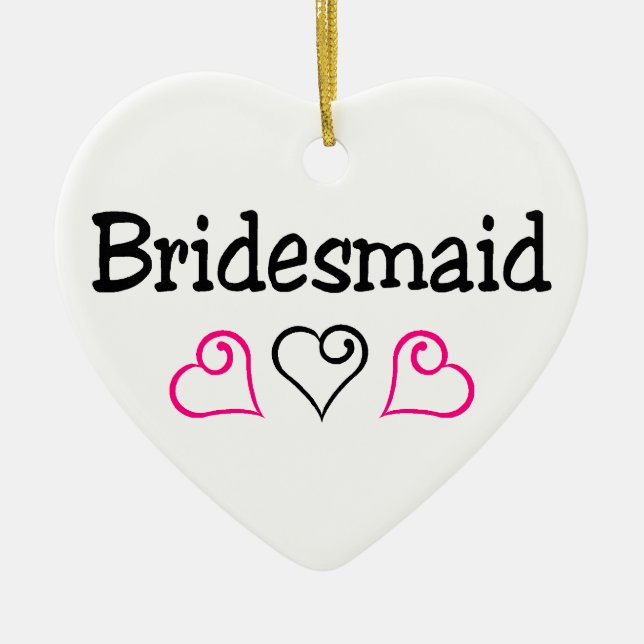 Bridesmaid Hearts Ceramic Tree Decoration (Front)