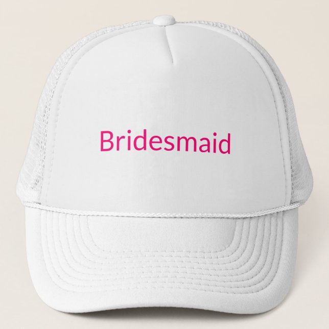 Bridesmaid hot pink fuchsia white minimalist chic trucker hat (Front)