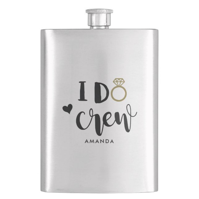 Bridesmaid I Do Crew Black and White  Flask (Front)