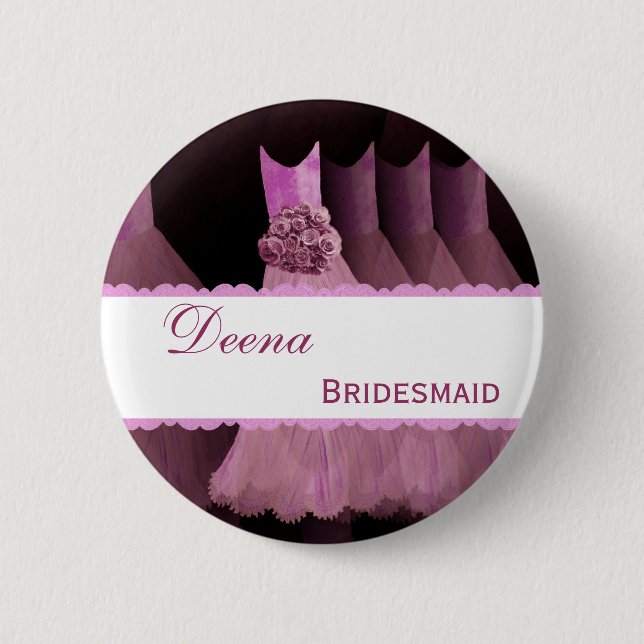 BRIDESMAID ID Button TPink Gowns Pink Lace V9 (Front)
