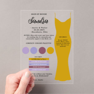 Bridesmaid info card Proposal  Acrylic Invitations