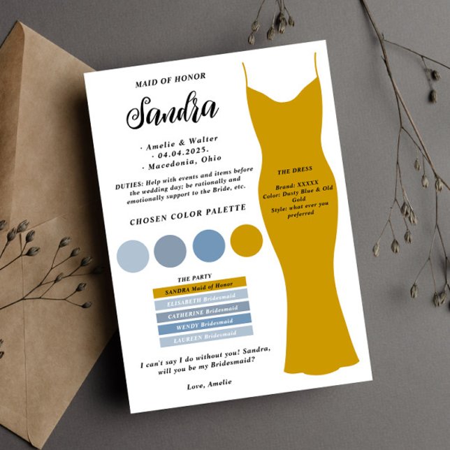 Bridesmaid info card template Proposal Card  (Creator Uploaded)