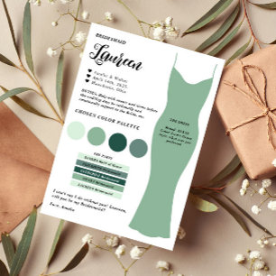 Bridesmaid info card template Proposal Card