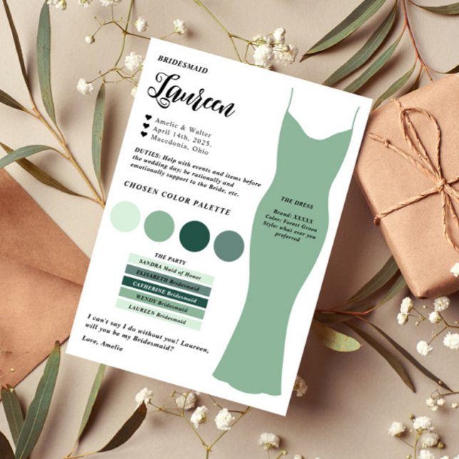 Bridesmaid info card template Proposal Card  (Creator Uploaded)