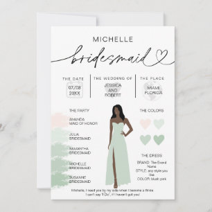 Bridesmaid Info Sage Colour Palette Infographic In Invitation
